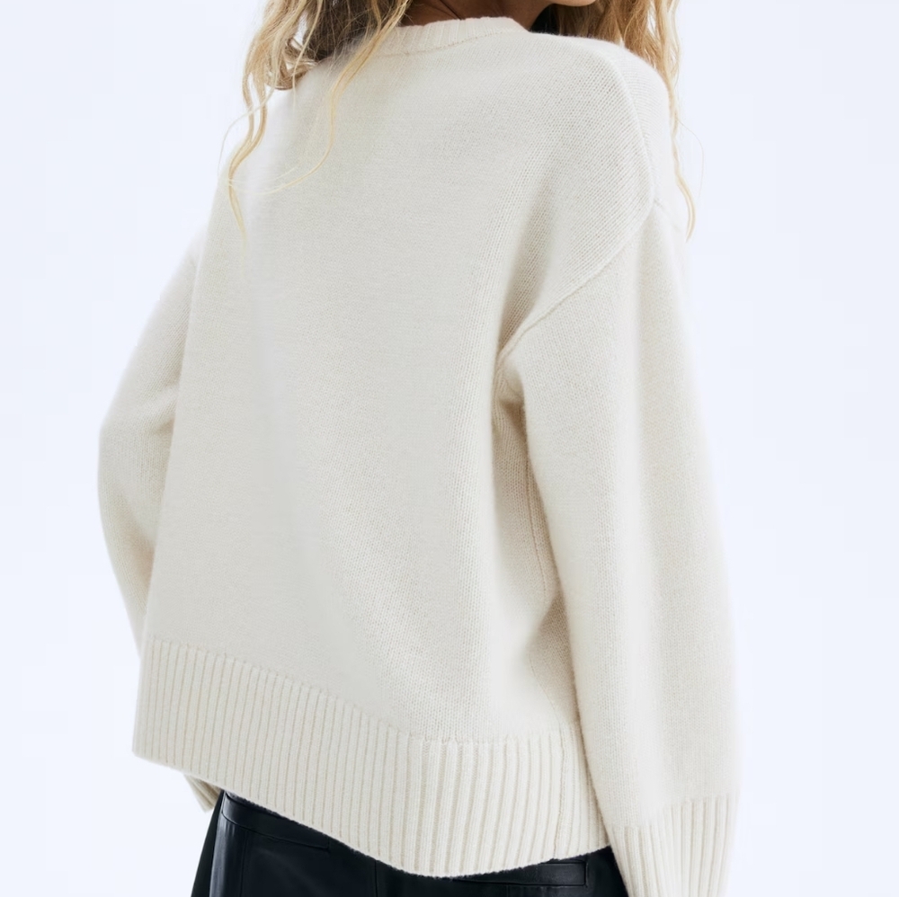 Oversize H&M Cream Women's Crew Neck Sweater